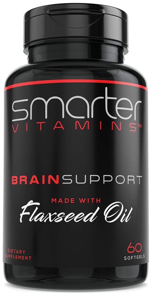 Smarter Brain Dukung Tambahan Nootropic, Dibuat dengan GPC, L- Tyrosine & Acetyl L- Carnitine ALCAR, Flaxseed Oil, ALA DHA, 60 Pil Energi Softgel