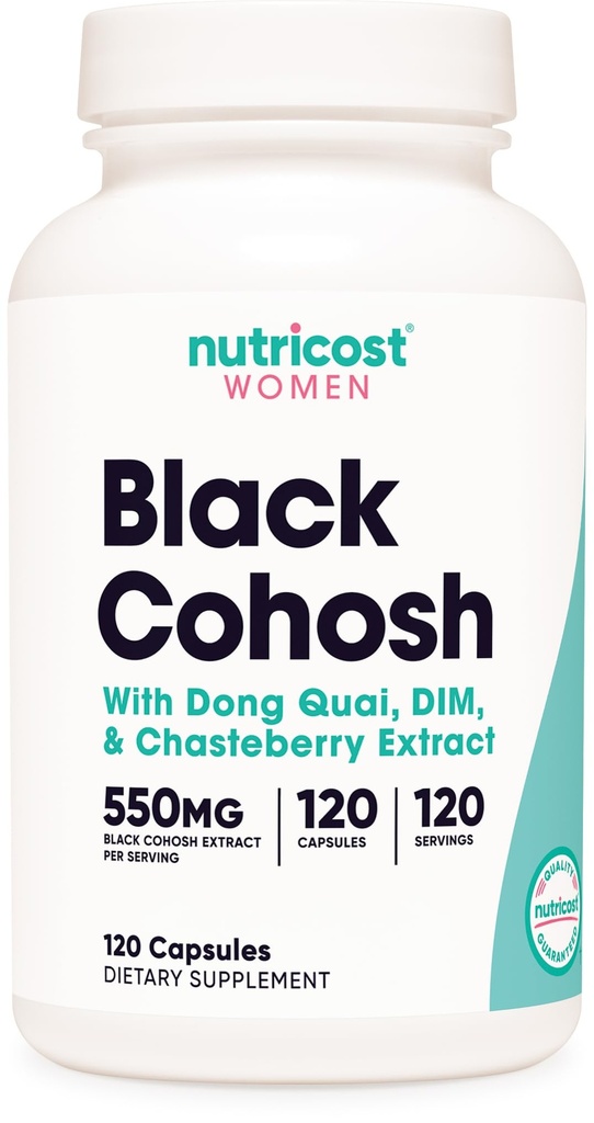 Nutricost Black Cohosh for Women 660mg, 120 Capsules - dengan Don Quai, DIM, dan Chaste Berry, Veggie Caps, Non-GMO, Gluten Free