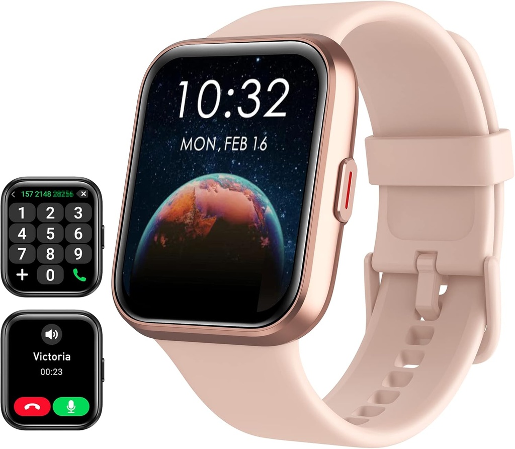 Smart Watch for Women Android & iPhone, Alexa Built-in, 1.8 "Touch Screen Fitness Tracker with Respons / Make Calls, IP68 Waterproof Heart Rate / Spoon Monitor, Pedoolter, 100 + Sport Mode