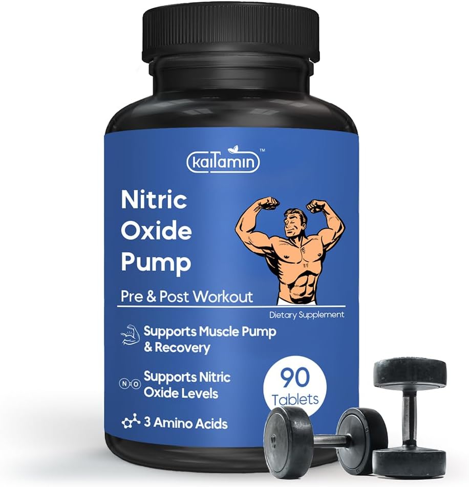 Tambahan Nitric Oxide Pre Workout Tambahan untuk Pria 124; Pembangunan Otot 124; Glutamine Arginine & Ornithy - 90 Vegan, Pil Non- GMO Support Kesehatan Pria
