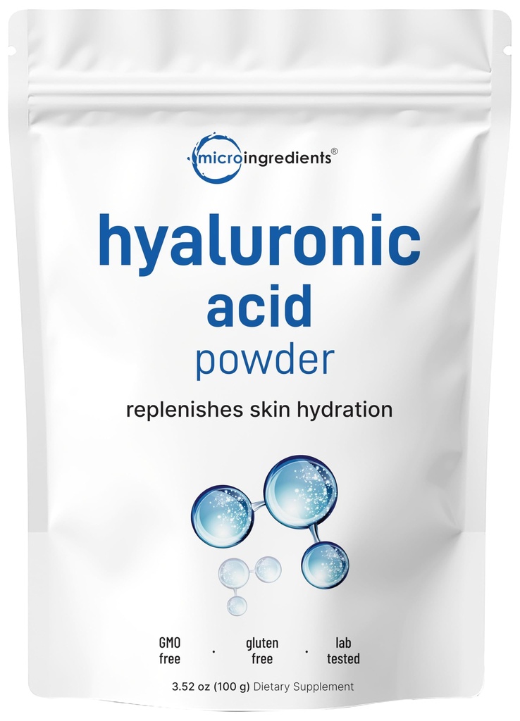 Mikro Ingredians Hyaluronic Acid Serum Powder, 100 Grams 14; Low Molecular Weight, Kosmetik Tingkat 124; Skin Hidration dan MoiIve Supports 124; Vegan, Water Soluble (Dalam 2 Jam)