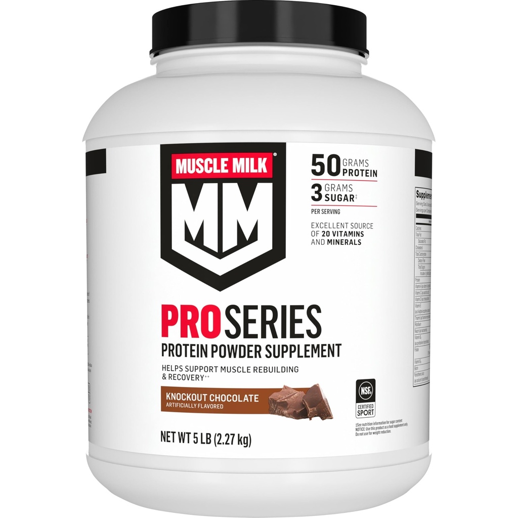 Tambahan Seri Susu Pro Protein, Coklat Knockout, 5 Pound, 28 Pelayan, 50g Protein, 3g Sugar, 20 Vitamin & Mineral untuk Sport, Pemulihan Kerja