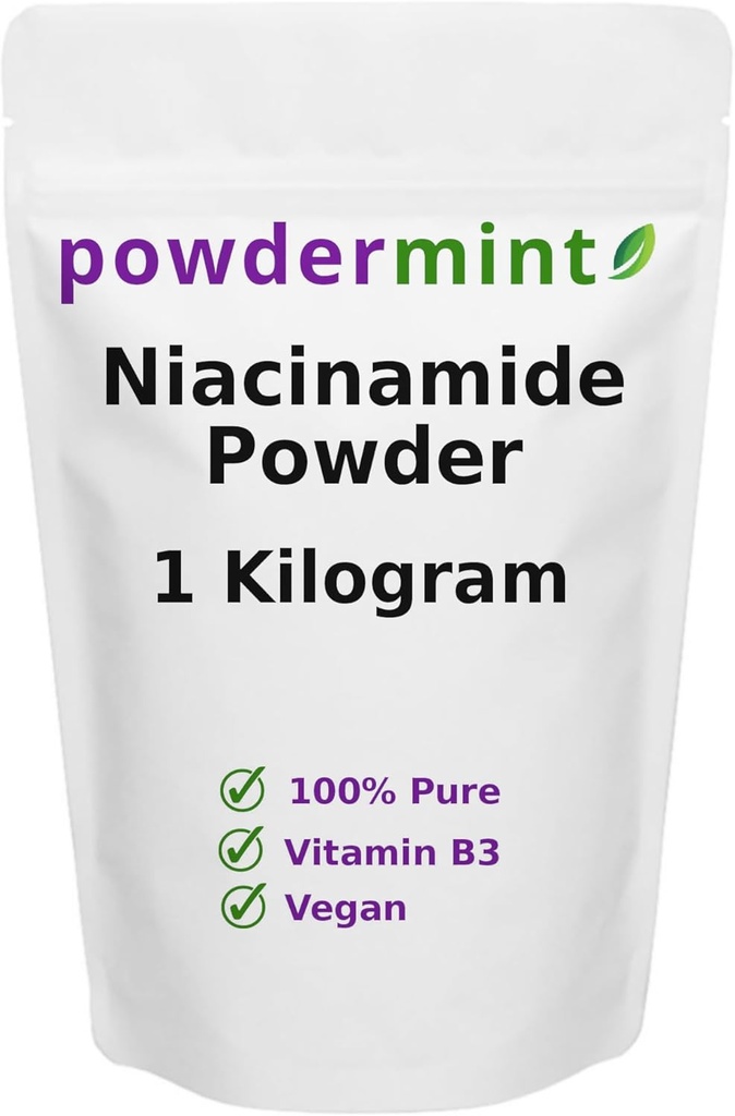 Powder Niacinamide (Vitamin B3) 100% Powder Niacin Pure 500 mg Flush- Free Suplemen (1 Kilogram)