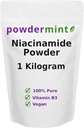 Powder Niacinamide (Vitamin B3) 100% Powder Niacin Pure 500 mg Flush- Free Suplemen (1 Kilogram)