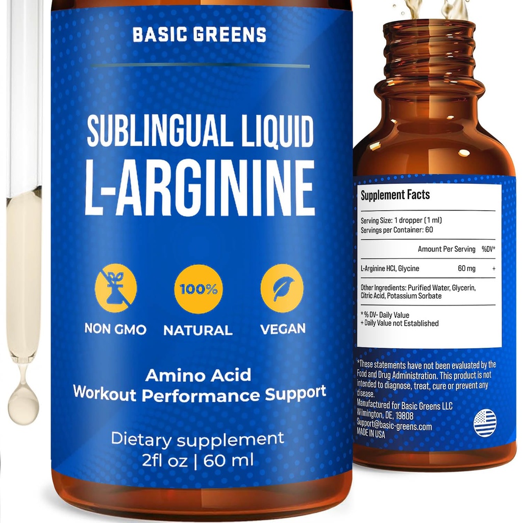L Arginine Liquid - Tambahan L- Arginine untuk Pria dan Wanita dengan Nitric Oxide Precelsor, L Arginine Suplemen