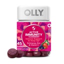 OLLY Imunity Gummy, Imunitas Dukungan, Elderberry, Zinc, Vitamin C, Suplemen, Berry Flavor, 15 Hari Supply - 45 Count