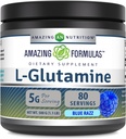 Menakjubkan Formula L- Glutamine Powder 126; Amino Acid Suplement 12.4; Non-GMO 124; Gluten Free Alag4; Dibuat di AS (Blue Raspberry 124; 1.1 Lb)