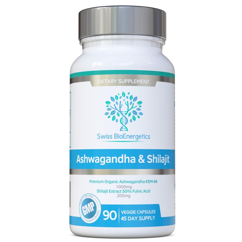 Ashwagandha & Shilajit - Ashwagandha KSM-66 1000mg & Purijit Extract 200mg (50% Fulvic Acid) - Tidak ada isian buatan, Binders atau Flow Agents - Cocok untuk Vegan