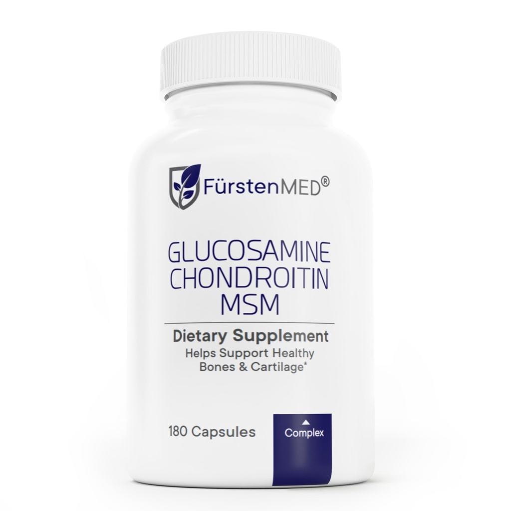 FürstenMED Glucosamin Chondroitin MSM Suplement - Chondroitin & Glucosamine Nuttrationals Sualth - Dukung Kesehatan Kompak Normal dengan Vitamin C - 180 Capsules