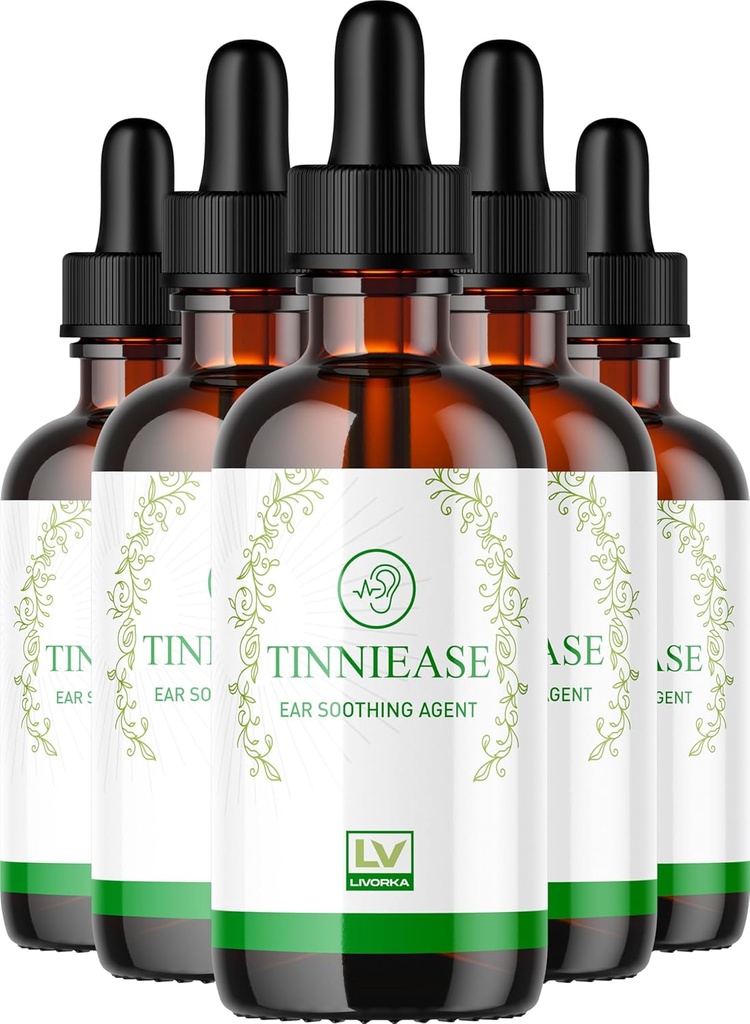 LIVORKA (5 Pack) Tinniease Drops, Tinniease Drops untuk Pendengaran, Tinni Ease Drops, 5 Botol selama 150 hari
