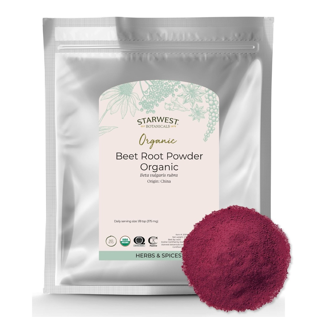 Starwest Botanicals Organic Beet Powder for Men & Women - Gunakan Juice, Smoothies, & Tea, Natural Energy Dukungan, Ground Beet Root, Certifikasi Kosher, Non-GMO - Bulk 2 lb Bag