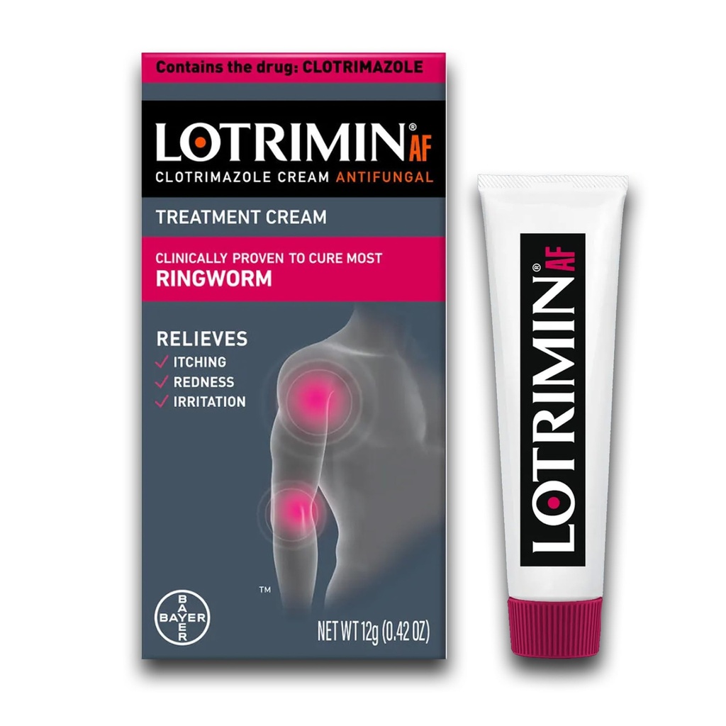 Lotrimin AF Ringworm Cream Clotrimazole 1% - Secara klinis Proven Effective Antifungal Cream Treatment of Most Ringworm, For Dewats and Kid Selama 2 tahun, .42 Ounce (12 Grams)