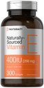 Horbäach Vitamin E Softgel Capsules 124; 400 iu 124; 268mg 124; 300 Count 14; Non-GMO dan Gluten Free-Sourded Formula 124; D-Alpha Tocopheriol