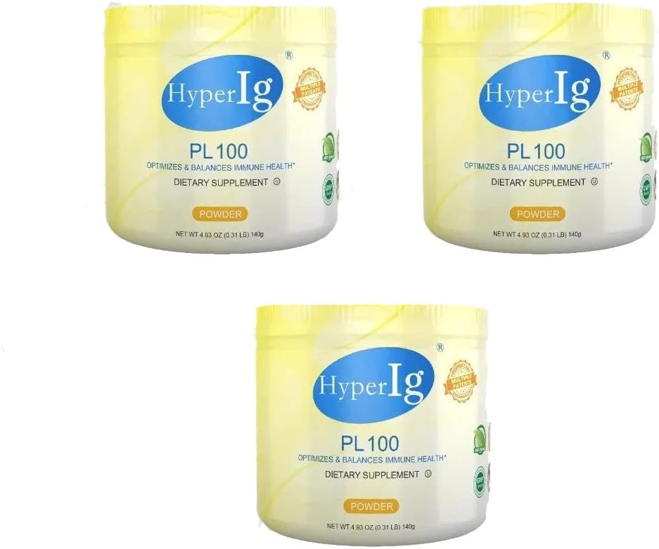 PLD -100 Egg Protein Powder, Hiperimun Egg Suplemen, 140g - Ammune Boost, Digetical Health, Joint Care, Energy & Muscle Energy, Gluten- Free 3 Canisters