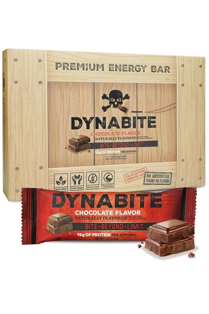DYnabite Premium Energy Bars (10 Count, Chocolate 124; Low Carb Protein Bars w / Plant berbasis Ingredians 124- Gluten- Free Meal Replacement Bar 124; Zero Sugar Protein Bars 124; High Protein Coal Bars
