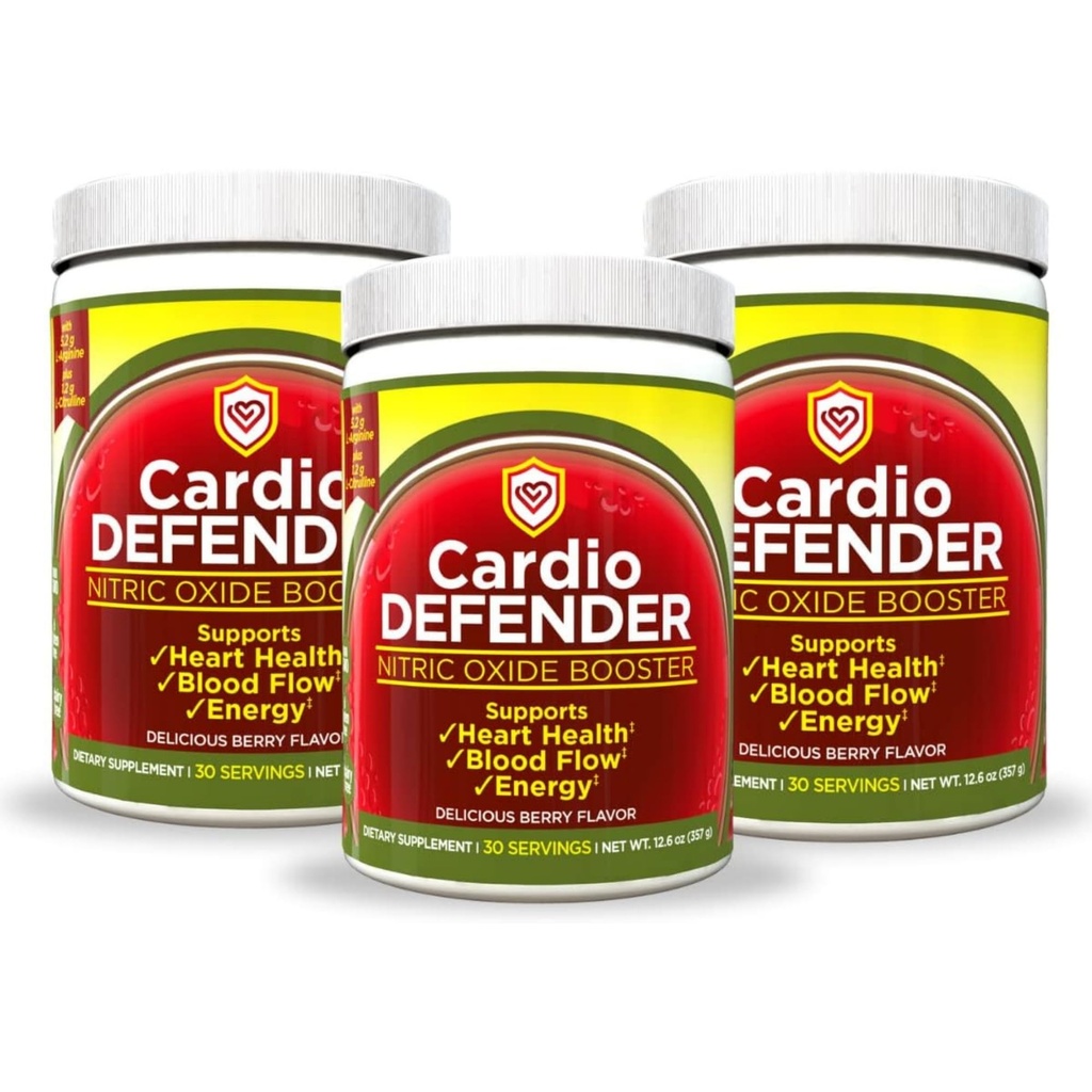 3 Pack, Nitric Oxide Booster Powder - L-Arginine 5.200mg + L- Citrulline 1.200mg - Heart Health - Heart Flow, Energy - L-Arginine Powder, Berry Flavor