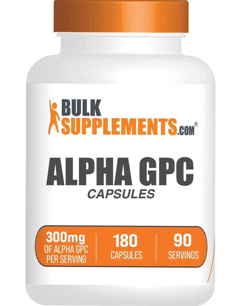 BulkSuplements.com Alpha GPC Kapsules - Acetylcholine Suplemen, Alpha GPC 300mg - Choline Suplemen, Gluten Bebas, 2 Kapsul per Serving, 180 Capsules (Paket 1)