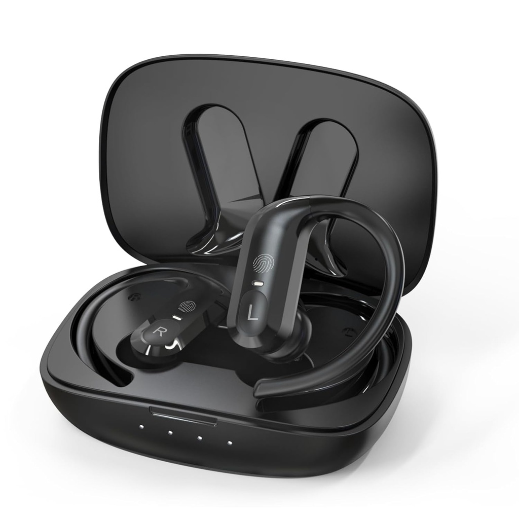 Mendengar Aids, pendengaran Aids for Senior & Orang Dewasa, Rechargable Hearing Aids dengan Charging Case for Seniors Sutter Hearing Loss, BTE Hearing Aids with Noise Cancellation & 5 Levels of Volume, Black