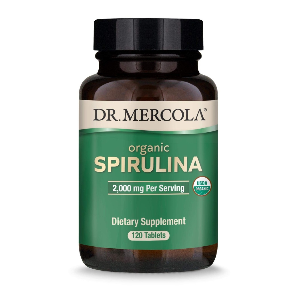 Dr. Mercola Organik Spirulina - 2.000 mg - USDA Organik - Menyediakan Detoksifikasi Normal & Imune Kesehatan - Seluruh Makanan Superfood - LN-GMO, Bebas & Soy- Free - 120 Tablet