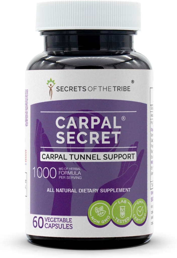 Rahasia Suku - Carpal Secret, Carpal Tunnel Dukungan, Herbal Suplemen Blend (60 Kapsul)