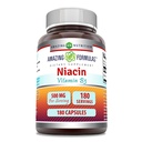 Amazing Formulas Niasin Suplemen £124; 500 Mg Per Serving 124; 180 Capsules 14; Non- GMO 124; Gluten- Free 124; Dibuat di USA