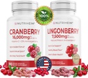 Semua dalam One PAC Bundle - Cranberry & Lingonberry Kapsul - Vitamin C dan 25% Proanthocyanidins untuk Urinary Tract, Gut Health, Antioksidant Dukungan - Non-GMO, Gluten- Free, Vegan Supplemen