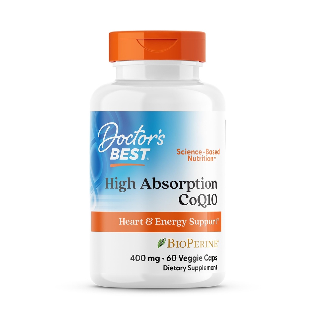 Doctors 's BEST High Absorpsi CoQ10, Heart & Energy Dukung, USP Verified, Properated CoQ10, Non-GMO, Gluten Free, Soy Free, Vegan 60 Vevgie Caps