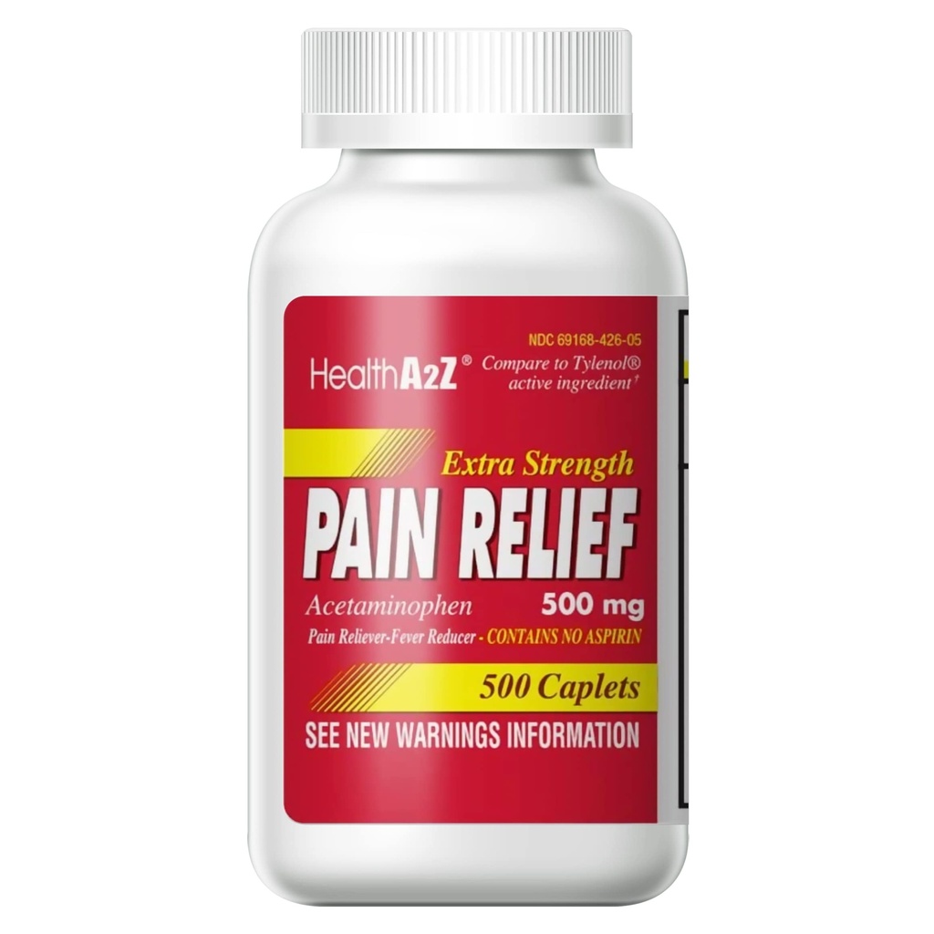HealtA2Z £Extra Kekuatan Relief Pain 124; Acetaminophen 500mg 124; Berisi No Aspirin 124; Reducer Fever 124; Reliever (500 Cacah 1)