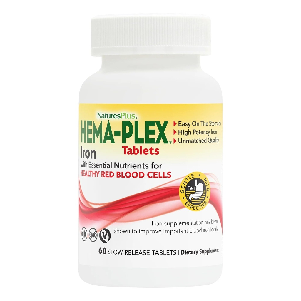 NaturresPlus HemenPlex Iron - 60 Tablet - 85 mg Besi + Vitamin C & Bioflavonoid untuk Sehat Red Blood Cells - Vegan, Gluten Free - 30 Servings