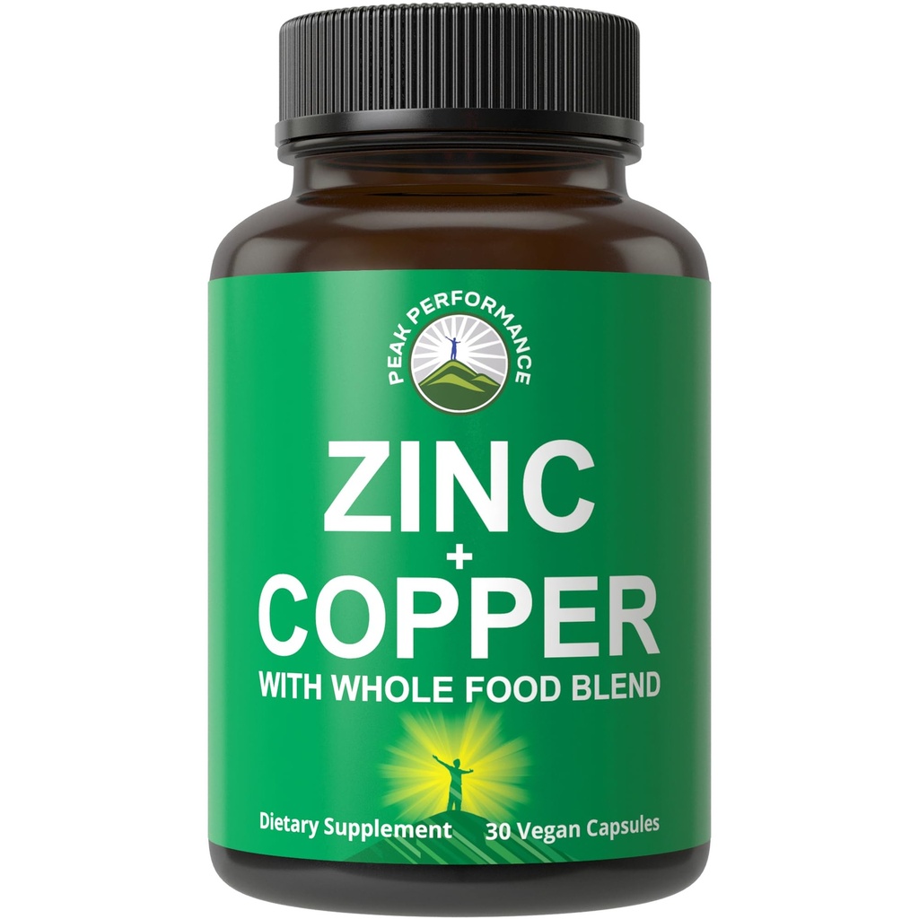 Zinc dengan Copper + Whole Food Blend dari 25 sayuran dan Buah untuk Max Absorpsi. Imune Support Suplemen Kapsul. Dua tambang Estial untuk kekebalan. Zinc Vitamin Pil untuk Pria dan Wanita.