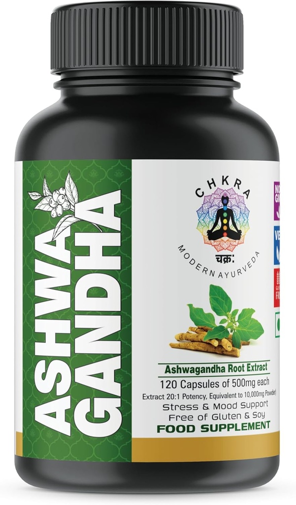 XTRAKT Ashwagandha Suplemen Sama dengan 10.000mg - 120 Ashwagandha Vegan Capsules - Powwagandha Organik dan Root Extract Capsules - Stress Relief Suplemen, Mood Enhancer - 4 Bulan Supply