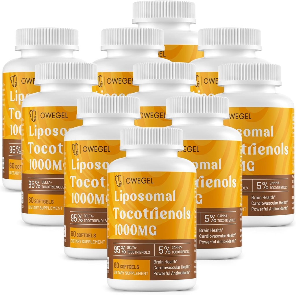 Suplemen Lipomal Tocotrienol 1000mg - High Biovability Vitamin E Tocotrienol, 95% Delta & 5% Gamma Tocotrienol Capsules Dukung Skin, Bone, Antioxidant, 600 Softgels
