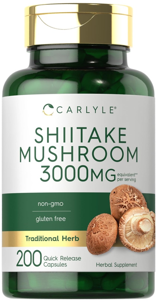 Carlyle Shiitake Mushroom Extract 124; 3000mg 124; 200 Capsules 126; Non-GMO, Gluten Free