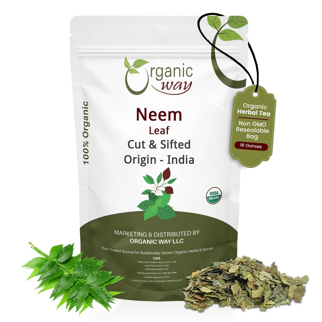 Cara Organik Neem Leaf Cut dan diayak £124; Herbal Tea 124; Premium Neem Leaf 124; USDA Disertifikasi 124; Non GMO & Gluten Free 124; Origin - India (16 oz - 1 lbs)