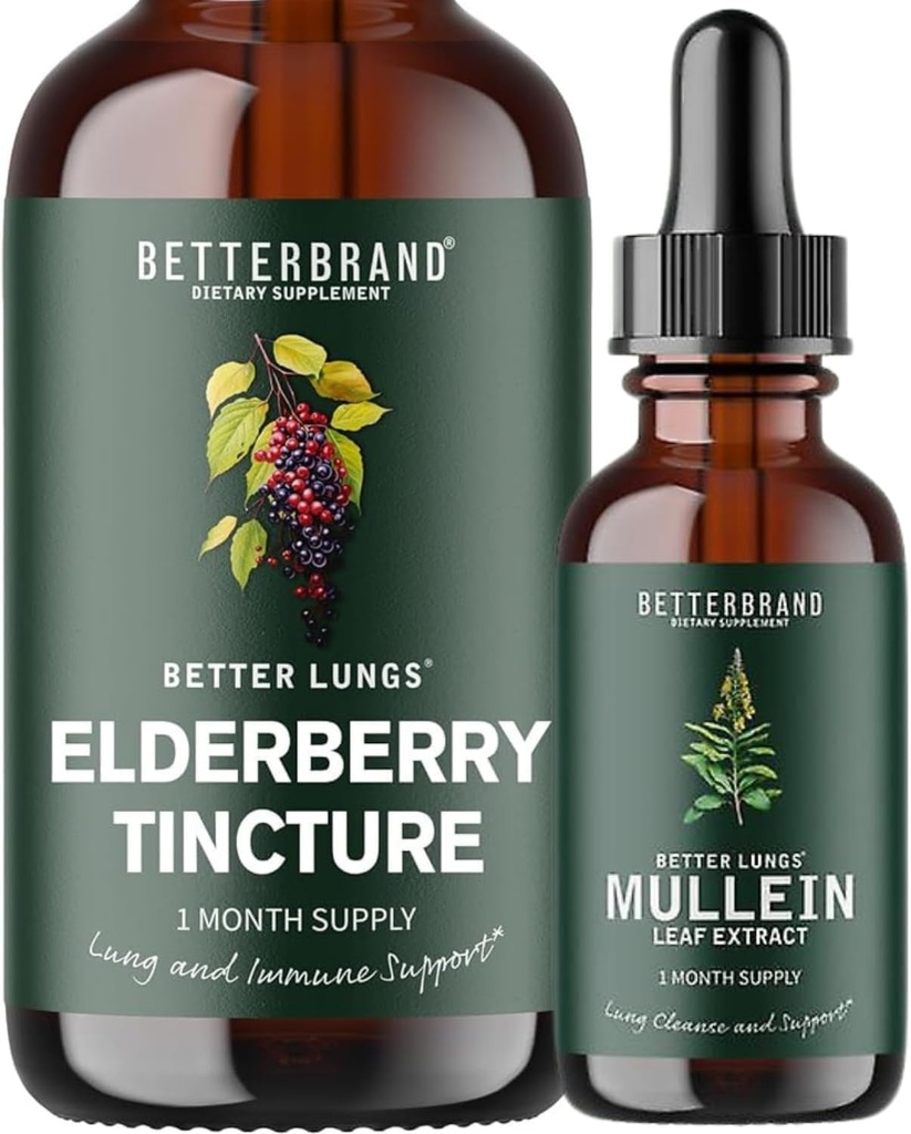 BetterLungs Mullein Extract dan Elderberry Tarture Bundle - Lung Health Support