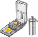 JohnBee Pill Cutter 124; Best Pill Cutter untuk Small or Large Pills 124; Dirancang dalam The USA 124; Potongan Vitamin 124; Pill Splitter dengan Perisai 124; Termasuk Keychain Pill Holder (Gray)