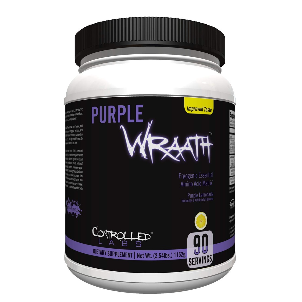 CONTROLLED LABS Purple Wraath, BCAA dan Amino Acid Suplement, dengan Endurance Blast Intra Recorder, Optimal Endurance, Focus, dan Stamina (Lemonade, 90 Servings)