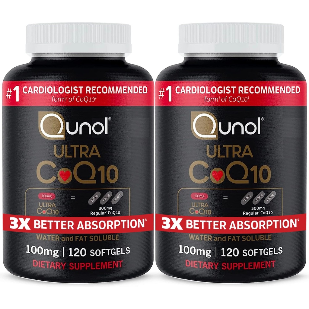 Quinol Ultra CoQ10 100mg, 3x Better Absorpsi, Patented Water and Fat Soluble Natural Suplement Formulir Koenzim Q10, Antioksidant for Heart Health, 240 Count Softgels