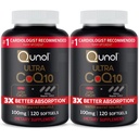 Quinol Ultra CoQ10 100mg, 3x Better Absorpsi, Patented Water and Fat Soluble Natural Suplement Formulir Koenzim Q10, Antioksidant for Heart Health, 240 Count Softgels