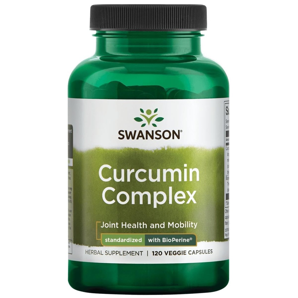 Swanson Curcumin Complex - Herbal Suplemen Kesehatan Gabungan, Mobility & Fisik Fungsi - Standardied dengan BioPerine untuk Absorpsi Maksimum - (120 Veggie Kapsul)