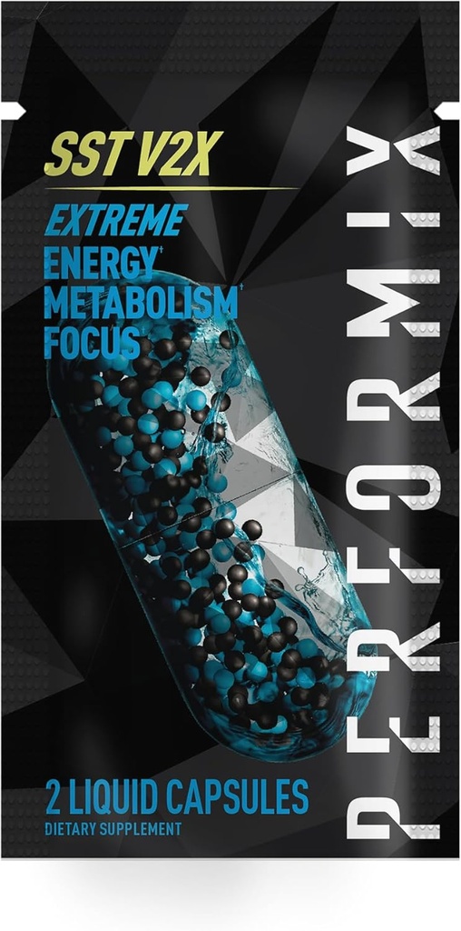 PERFORMIX - SST V2X - Pre Workout - 300 mg Caffeine - Suplemen Energi - No Crash - Fitness Goals - Nootropic - Timed- Rilis untuk All Day Focus, Mood & Energy Boost - Men & Women & Women - 2 Capsules