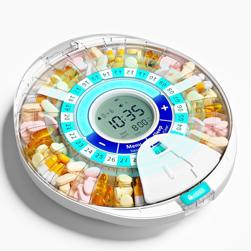 Upgraded Automatic Pill Dispenser for Elderly with Alarm: Smart Pill Dispenser Machine with 28- Slot, Mix-Proof Tech & XL LCD, Enhanced Durability for Daily Medicine Management