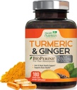Suplemen Curcumin Turmeric 2600mg - dengan Organik Ginger & Turmeric, 95% Curcuminoid, BioPerine Black Pepper untuk Absorpsi Terbaik, Dukungan Bersama Vegan Alam, Non-GMO, Botol di Amerika Serikat - 180 Capsules