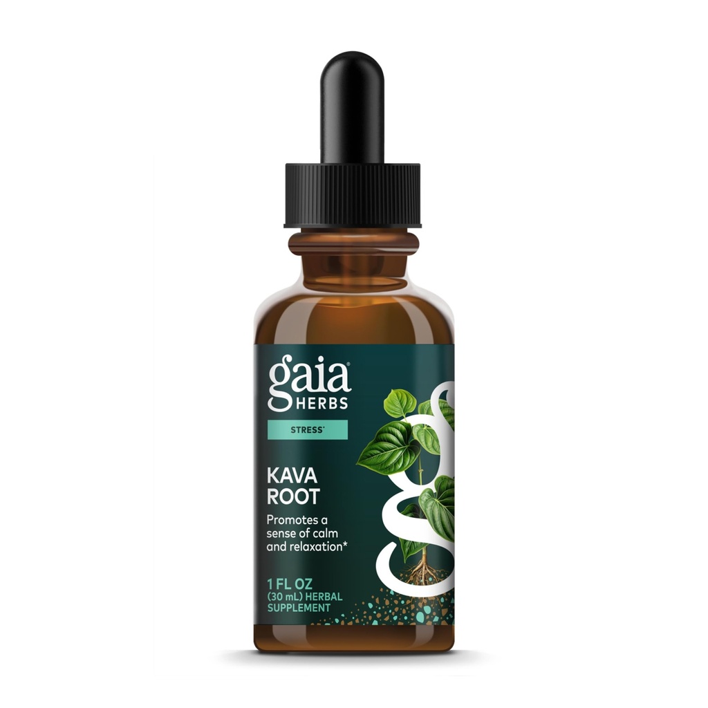 Gaia Herbs Kava Root Ekstra Kekuatan - Membantu Sustain A Sense of Natural Calm, Relaxation, * dan Emotional Wellness Selama Waktu Stres - Dibuat dengan Noble Kava Cultivars - 1 Fl Oz (20- Day Suppply)