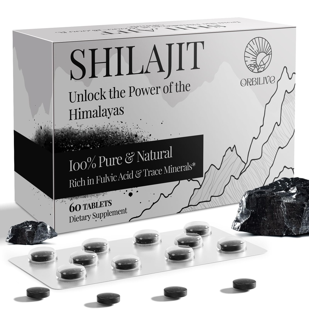 30.000 MG Shilajit Tablet, 100% Shilajit Pure, Himalaya Organik, Shilajit untuk Pria dan Wanita Kaya di Fulvic Acid & 85 + Telusuri Mineral, Suplemen Energi & Sistem Imune, 60 Cacah