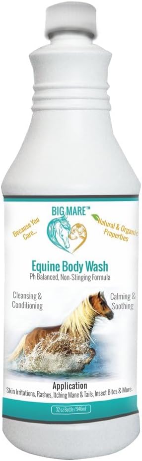 Big Mare Cary Body Wash 124; Clinically Proventive for Girth Itch, Scratches, Hives, Rain Rot, Dry, Irrited Skin & Hair Los 124; Veterinary Aprected 32 oz Bottle