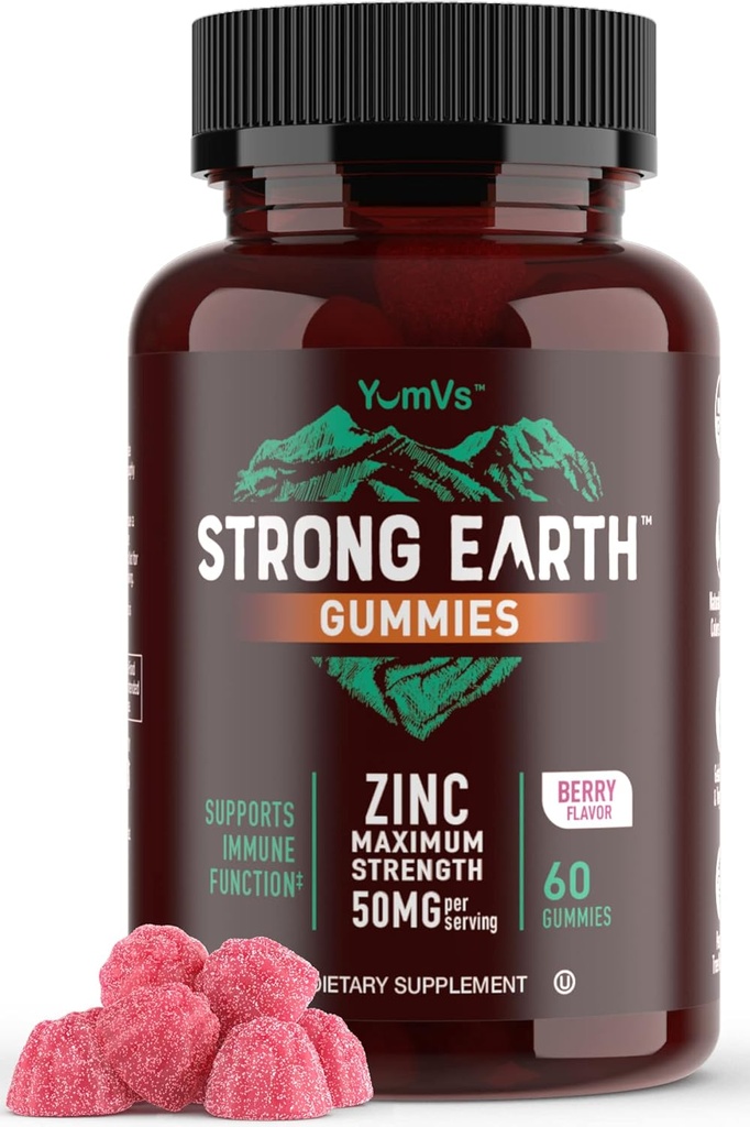 Bumi Kuat - 50mg Limun Zinc untuk Anak-anak dan Orang Dewasa (60 Count) - Dukungan Imuniune & Antioksidant Suplemen - Alami Flavor Zinc Suppplemen Gummy - Gluten, Non GMO, Vegan - Zinc Dimasak