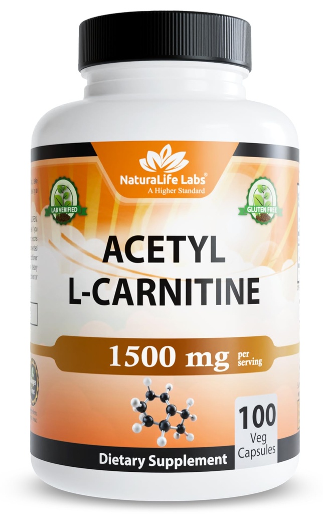 Affalife Labs Acetyl L- Carnitine (ALCAR) 1500 mg per Serving - 100 Capsules - Non-GMO, Gluten- Free, Vegan