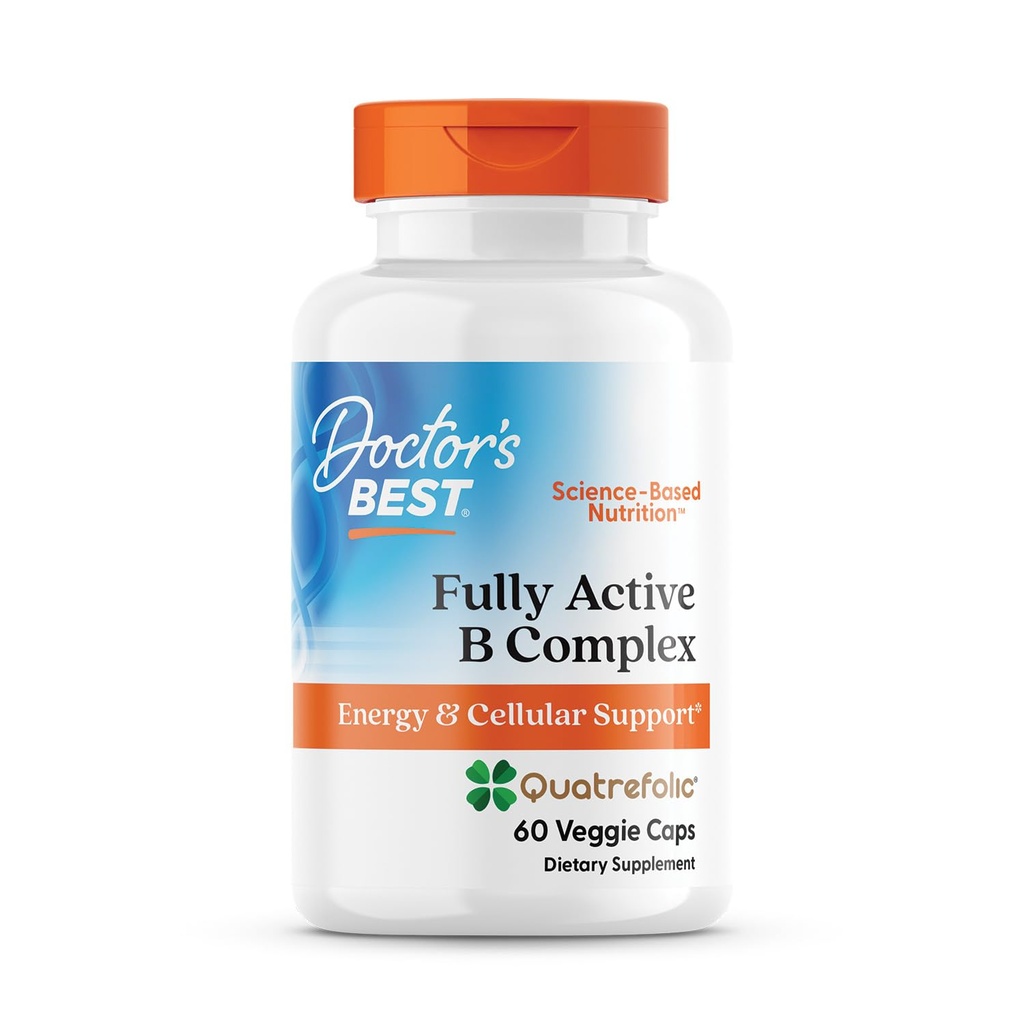 Kompleks B Aktif Terbaik Dokter, Dukungan Energi & Cellular, GMO Non-, Gluten Free, Soy Free, Vegan 60 Veggie Caps