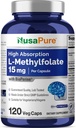 NusaPure L Methylfolat 15mg, 120 Veggie Capsules, Bioperine